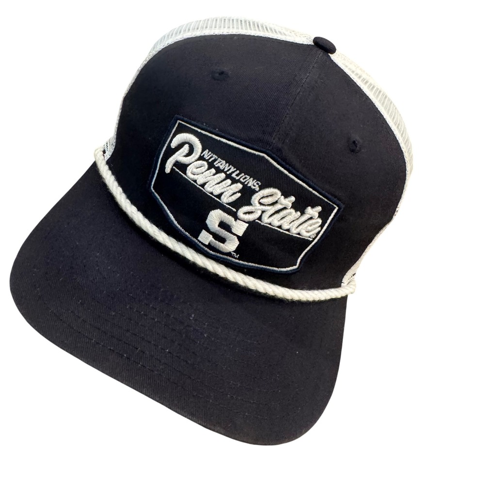 New Era Penn State Nittany Lions Hat Mens OSFA Navy White Excellent Rope Trucker